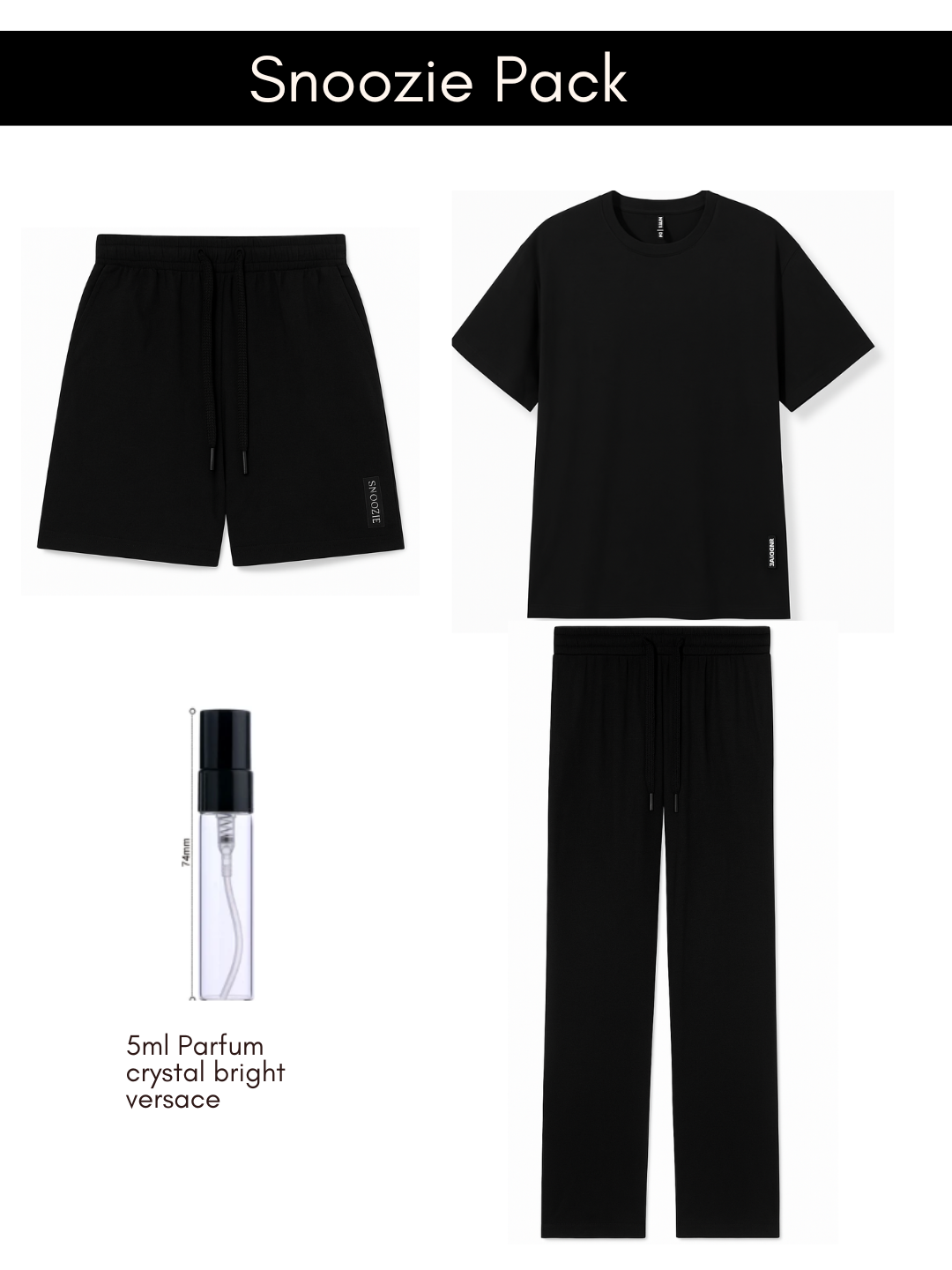 Snoozie® Tenue Noire – Pyjama/Homewear 3 Pièces