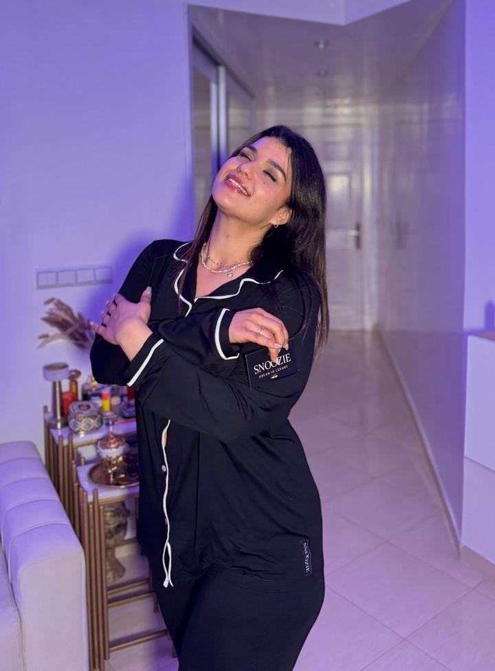 Ensemble Pyjama Noir – Confort Naturel & Respirant (Sans Polyester) 250 dh