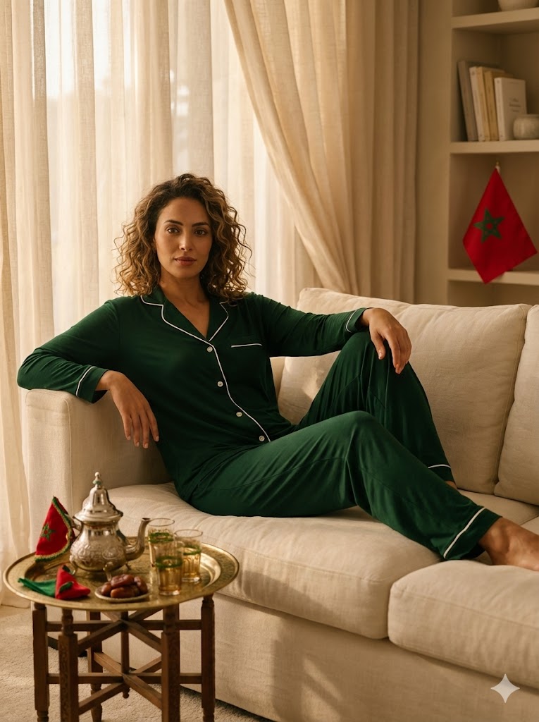 Ensemble Pyjama Vert Émeraude – Confort Naturel & Respirant (Sans Polyester)